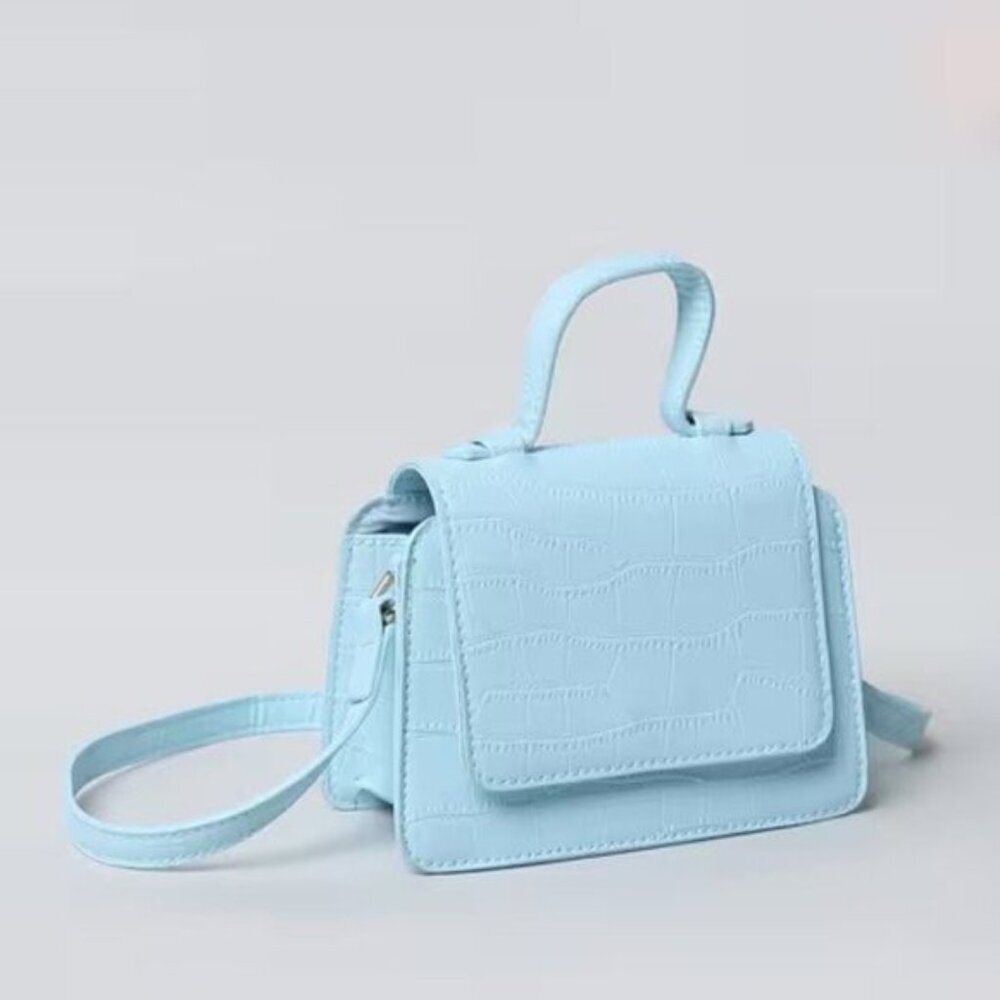 ONLY Croc-Embossed Women's Light Blue Mini Crossbody Shoulder Bag